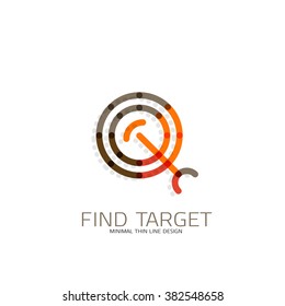 Vector thin line design logo magnifying glass, search and find or zoom logotype concept. Linear minimalistic business icon