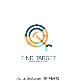 Vector thin line design logo magnifying glass, search and find or zoom logotype concept. Linear minimalistic business icon