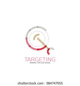 Vector thin line design logo magnifying glass, search and find or zoom logotype concept. Linear minimalistic business icon