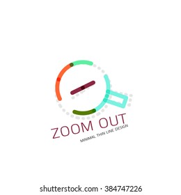Vector thin line design logo magnifying glass, search and find or zoom logotype concept. Linear minimalistic business icon Vector thin line design logo magnifying glass, search and find or zoom logotype concept. Linear minimalistic business icon