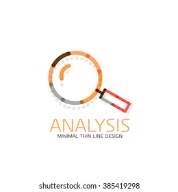 Vector thin line design logo magnifying glass, search and find or zoom logotype concept. Linear minimalistic business icon