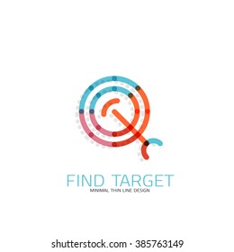 Vector thin line design logo magnifying glass, search and find or zoom logotype concept. Linear minimalistic business icon