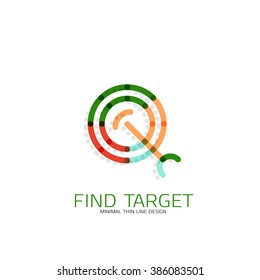 Vector thin line design logo magnifying glass, search and find or zoom logotype concept. Linear minimalistic business icon
