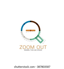 Vector thin line design logo magnifying glass, search and find or zoom logotype concept. Linear minimalistic business icon Vector thin line design logo magnifying glass, search and find or zoom logotype concept. Linear minimalistic business icon