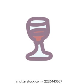 Vector thin line doodle icon hand drawing of a glass of wine, water or soda