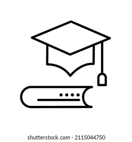 icono de negocio de educación en línea delgada vector