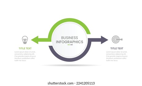 Vector thin line elements for infogrphic circle design with marketing icons. Business concept with 2 option or step.