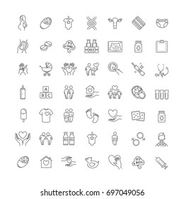 vector thin line family, pregnancy and children icon set for your design