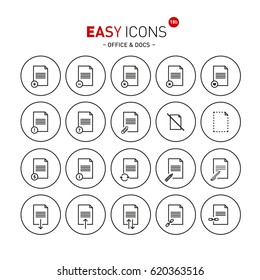 Vector thin line flat design icons set for office and document themes