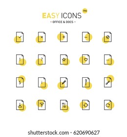 Vector thin line flat design icons set for office and document themes