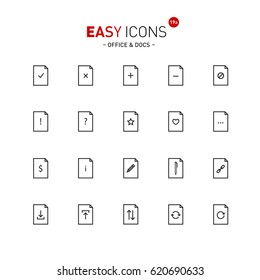 Vector thin line flat design icons set for office and document themes
