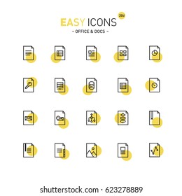Vector thin line flat design icons set for document and file formats themes