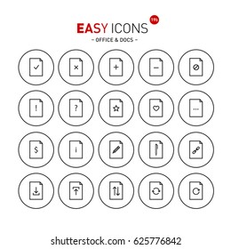 Vector thin line flat design icons set for office and document themes