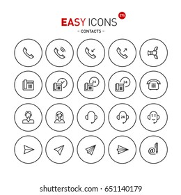 Vector thin line flat design icons set for contact theme