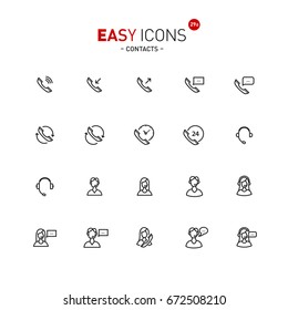 Vector thin line flat design icons set for contact theme