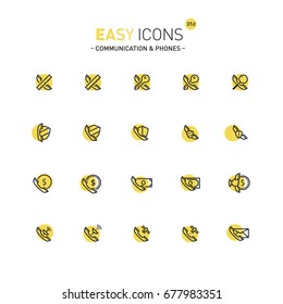 Vector thin line flat design icons set for contact theme
