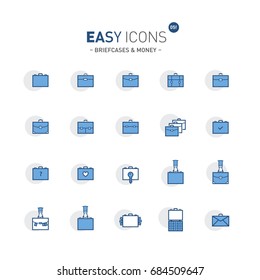 Vector thin line flat design icons set for business, documents and briefcases themes