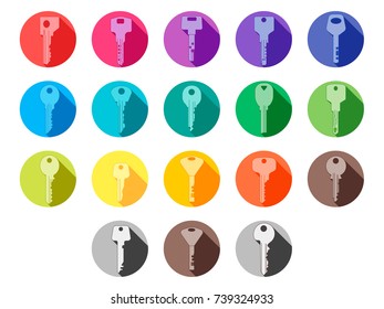 Vector thin line flat design icons set keys for home