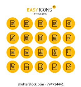 Vector thin line flat design icons set for document and file formats themes