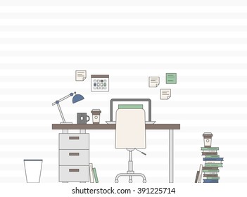 Vector Thin Line Flat Icons Workspace