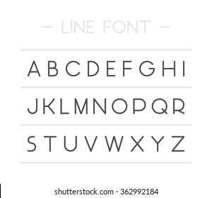 Vector Thin Line Font. Black Latin Alphabet On White Background.