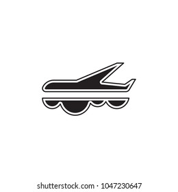 Vector thin line icon, airplane silhouette. Logo template illustration for airline company, airport or travel agency. Black on white isolated symbol. Simple mono linear modern design.