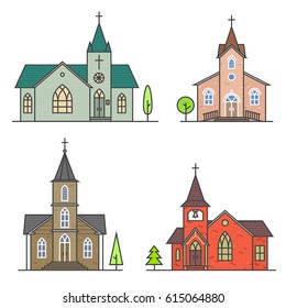 Vector thin line icon church. For web design and application interface, also useful for infographics. Vector illustration.