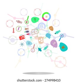 vector thin line icon with flat design element of business chart, success corporation stats, corporate data, market analysis, pie graph, development prospects. Modern style vector logo concept