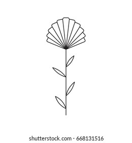 Vector thin line icon, flower on a stem. Elegant logo template. Design element for garden or flower shop, florist, natural cosmetics products. Isolated symbol. Simple mono linear modern design.