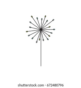 Vector thin line icon, flower on a stem. Elegant logo template. Design element for garden or flower shop, florist, natural cosmetics products. Isolated symbol. Simple mono linear modern design.