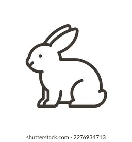 Vector thin line icon outline linear stroke illustration of a cute little rabbit