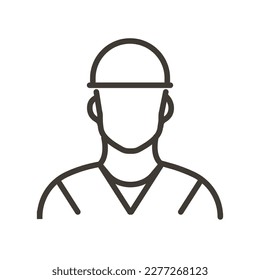 Vector thin line icon outline linear stroke illustration of a construction worker