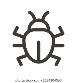 Vector thin line icon outline graphic illustration element of a bug. Software computer internet bug or insect