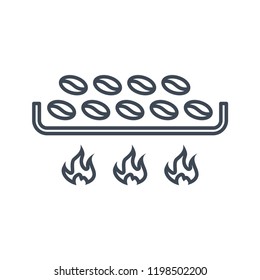 vector thin line icon roasting of coffee beans