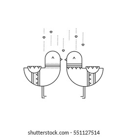 Vector thin line icon, romantic heart balloons. Valentine's Day, feelings of romance and love. Black on white pictogram, isolated symbol. Simple mono linear modern design.
