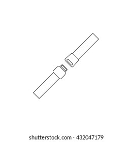 Vector thin line icon safety belt. Clasp. Simple mono linear pictogram. 