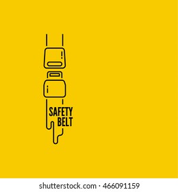 Vector thin line icon safety belt. Clasp. Simple mono linear pictogram. 