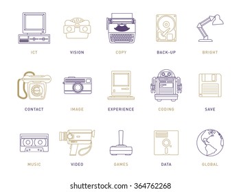 Vector thin line icon set