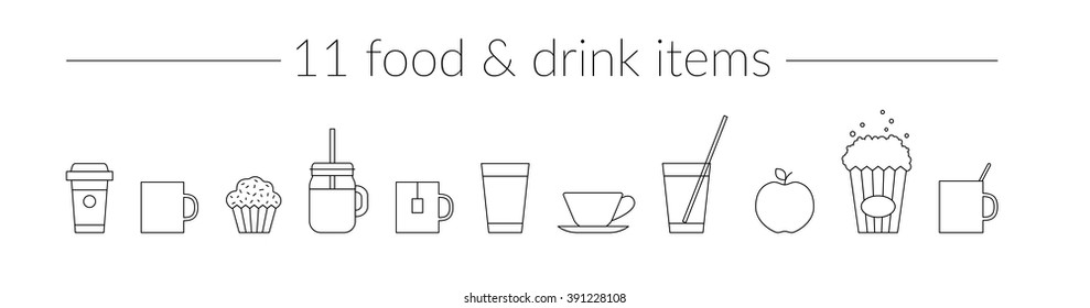 Vector Thin Line Icons Food & Drink