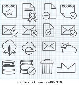 Vector thin line icons set for web design and user interface in applications made in flat graphic style. Nice detail and easily identifiable. Ideal for clean design.
