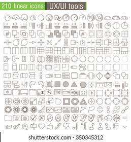 Vector thin line icons set for UX/UI prototypes, web design, mobile applications and infographics