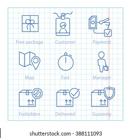 Vector thin line icons set for logistics, shipping and delivery infographics and mobile applications UX/UI