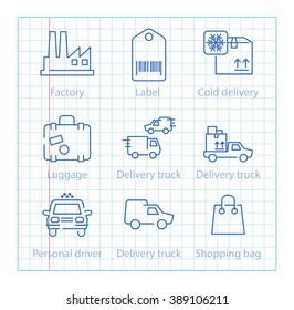 Vector thin line icons set for logistics, shipping and delivery infographics and mobile applications UX/UI