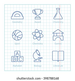 Vector thin line icons set for Education and Science infographics