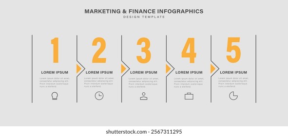 Vector thin line infographic design with icons and 5 options or steps.