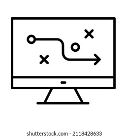 icono de estrategia de mercado de línea delgada vector