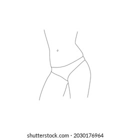 Ilustración minimalista de la mujer en línea delgada vectorial. Dibujo de cuidado corporal aislado en un fondo blanco.