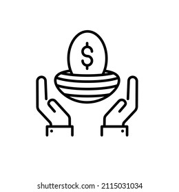 Vector Thin Line Pension Plans Icon