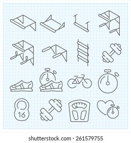 Vector thin line set of sport icons