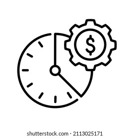 vector thin line time is money icon